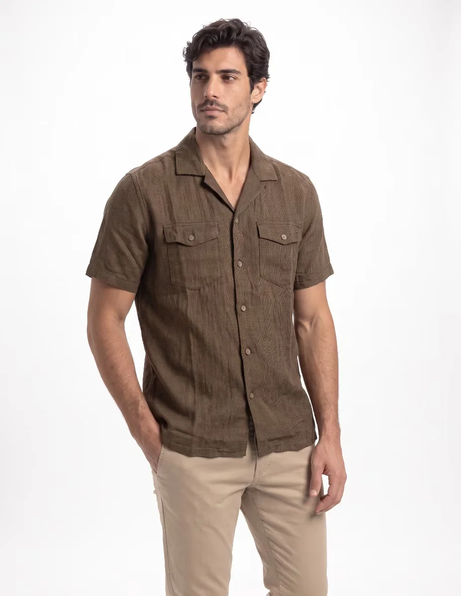 Camisa de vestir de algodón manga larga para hombre