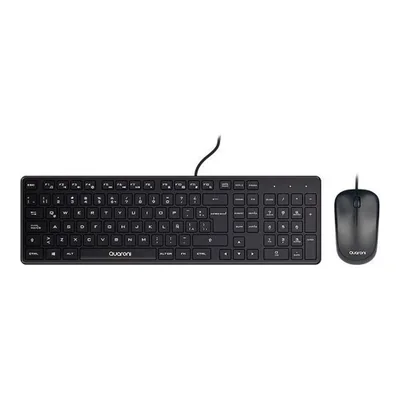 Kit Teclado y Mouse Óptico Alámbrico Quaroni Color Negro Modelo KAQ01