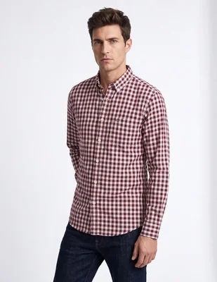 Camisa casual de algodón manga larga para hombre