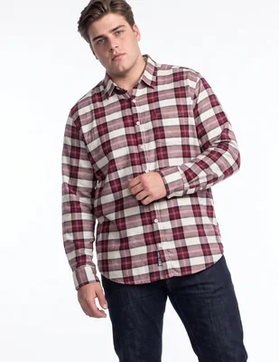 Camisa casual de franela manga larga para hombre