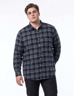Camisa casual de franela manga larga para hombre