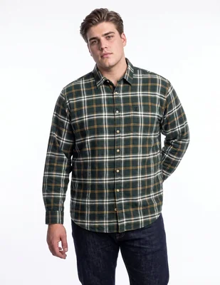 Camisa casual de franela manga larga para hombre