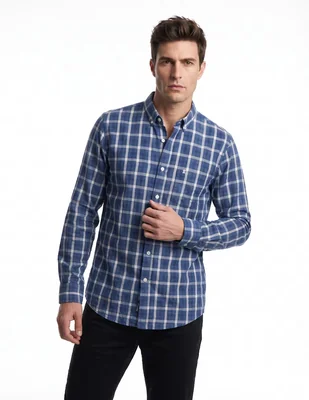 Camisa casual de algodón manga larga para hombre