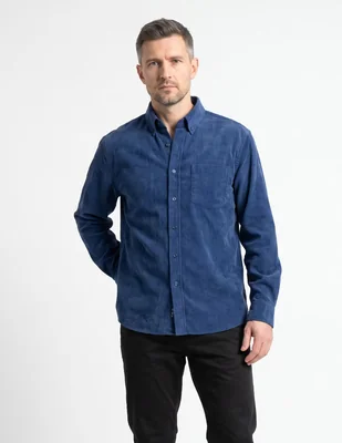 Camisa casual de pana manga larga para hombre
