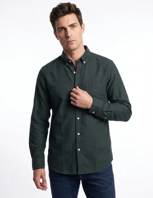 Camisa casual de algodón manga larga para hombre