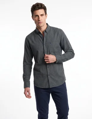 Camisa casual de algodón manga larga para hombre