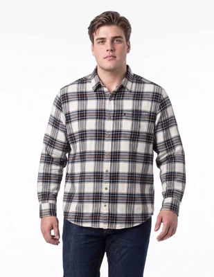 Camisa casual de franela manga larga para hombre