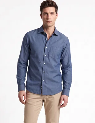 Camisa casual de algodón manga larga para hombre