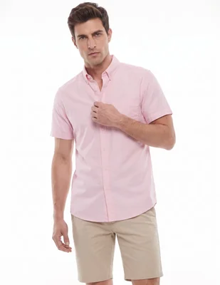 Camisa casual de algodón manga corta para hombre