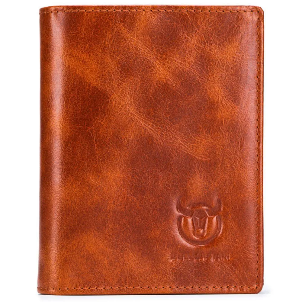 Cartera BULLCAPTAIN de Cuero Marrón Rojizo 12 cm