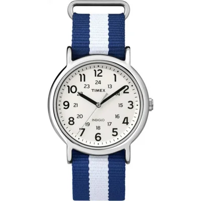 Reloj Timex Weekender TW2P67800 unisex de nylon azul/blanco