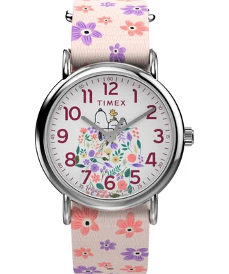 Reloj Timex Peanuts 38 mm Correa Rosa Esfera Blanca