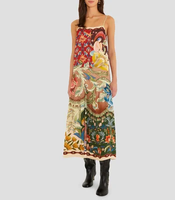 Vestido largo estampado Mujer