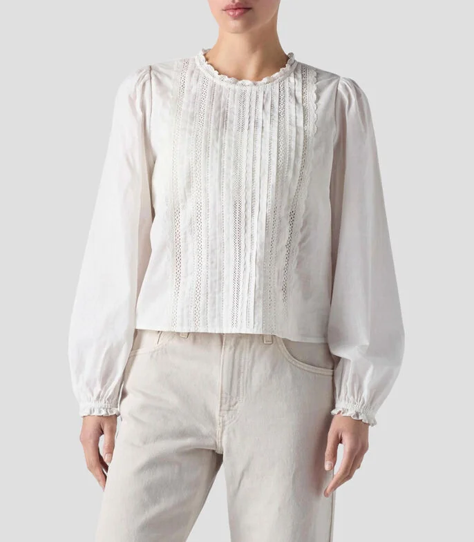 Blusa manga larga sólido Mujer