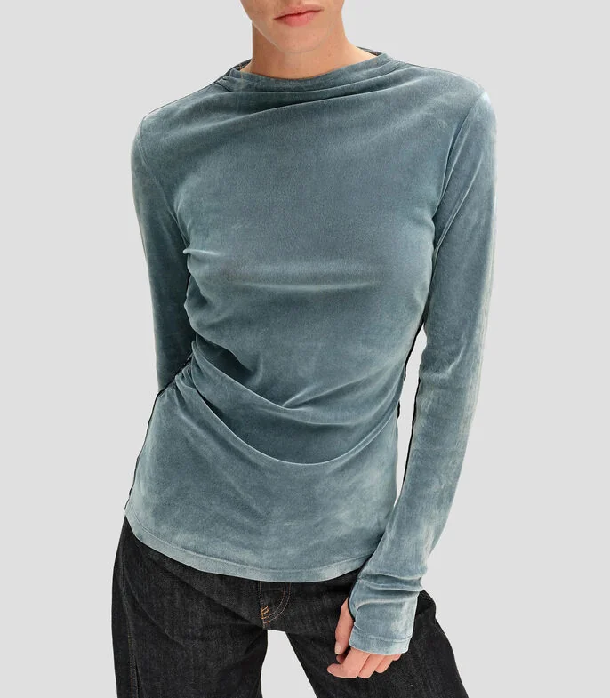 Playera de terciopelo ajustada Mujer