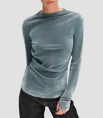 Playera de terciopelo ajustada Mujer