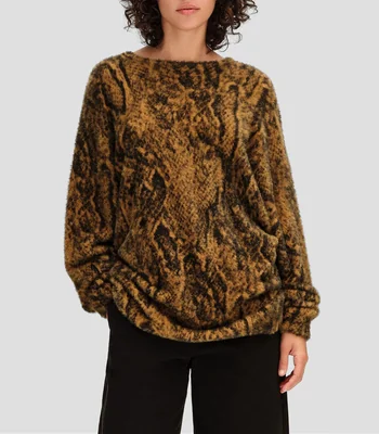 Suéter pelo largo reptile Mujer