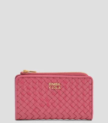 Cartera compacta trenzada rosa oscuro Mujer