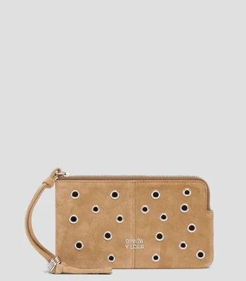 Monedero en piel Tachas Mujer
