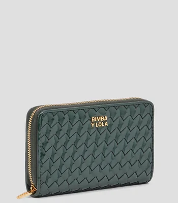 Cartera con cremallera mediana trenzada Mujer