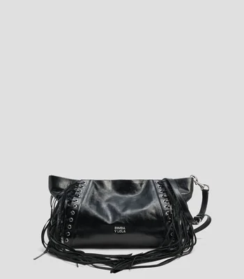 Bolsa sobre grande serraje flecos en piel Mujer
