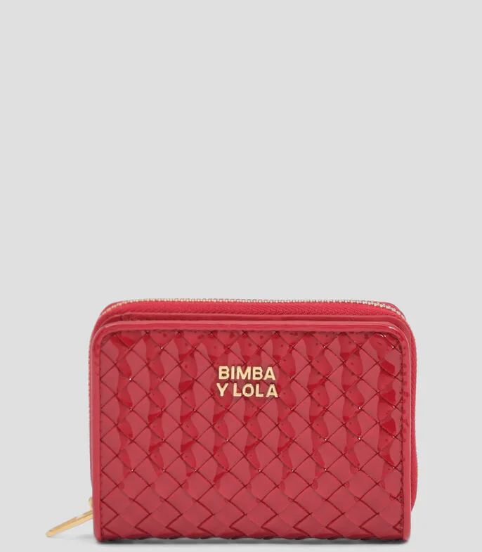 Cartera solapa trenzada cereza Mujer
