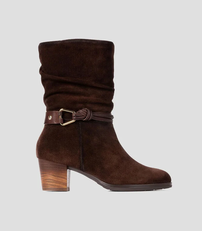 Botas con tacón bajo media luna Mujer