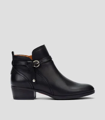 Botines con tacón bajo media luna Mujer