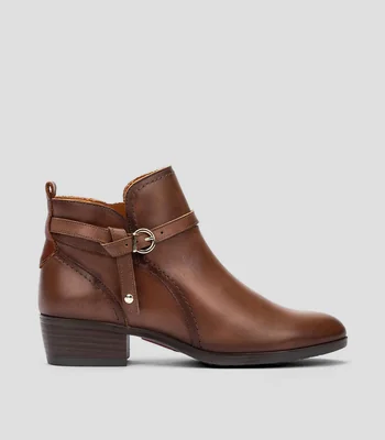 Botines con tacón bajo media luna Mujer