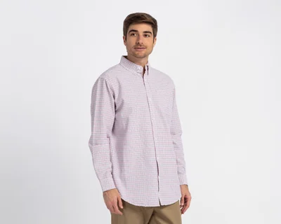 Camisa de Vestir Porto Sur Manga Larga Cuello Americano para Hombre