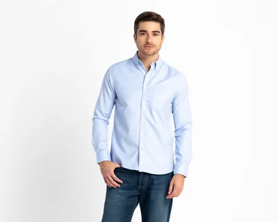 Camisa Casual Porto Sur Regular Lisa para Hombre