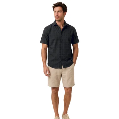 Camisa de manga corta con estampado tonal para hombre