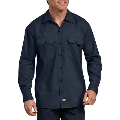 Camisa Dickies Flex Azul Marino Manga Larga - Venta Internacional.