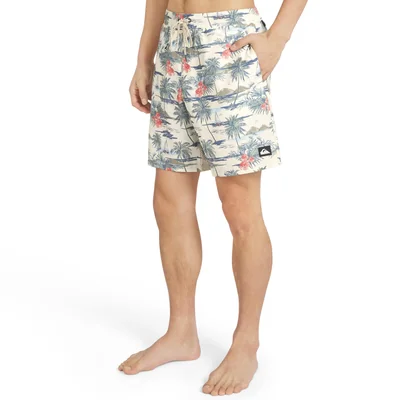 Bañador Quiksilver Para Hombre Mediano Floral Blanco Hueso - Venta Internacional.