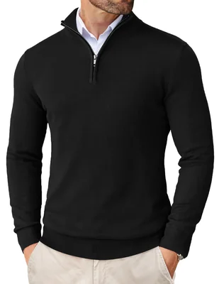 Suéter Coofandy Para Hombre Corte Slim Con Cremallera Negro - Venta Internacional.