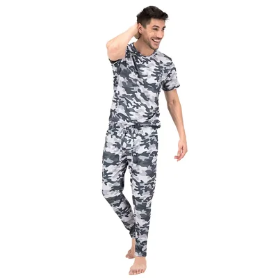 Pijama De Hombre Reset Army Color Gris Playera Y Pantaón