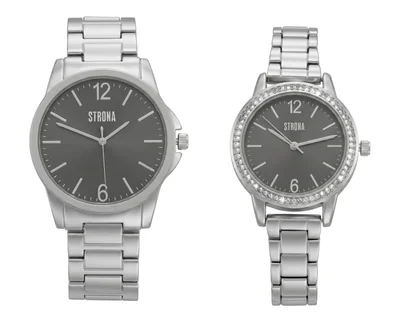 Set de Relojes Pareja Mujer y Hombre Strona Plateado TNR-TN101-24
