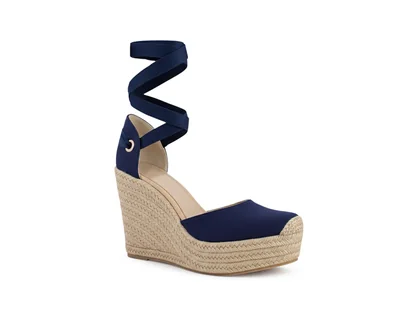 Alpargata Gabriela's Marino Yute Beige Alta Liston Moda Plataforma Mujer 4480052