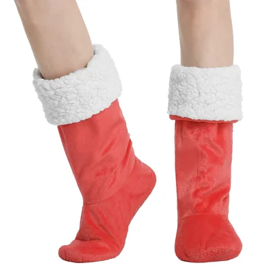 Calcetines Solaris Cozy Sherpa Antideslizantes Rojo - Venta Internacional.