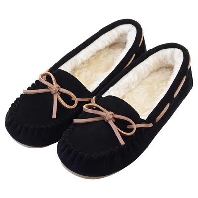 Pantufla Vonair Negro De Micro Gamuza Con Forro De Piel Sintética - Venta Internacional.