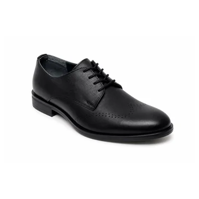 Zapato Derby Vittorio Forti Formal Negro Piel Perforado Decorativo Caballero