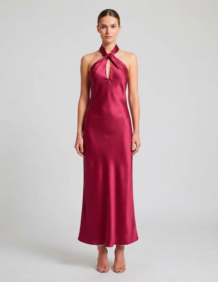 Vestido largo de fiesta escote Regular