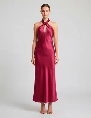 Vestido largo de fiesta escote Regular