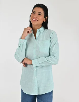 Blusa camisera manga larga para mujer