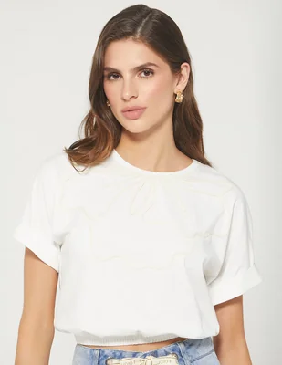 Playera manga corta Tropical Core cuello redondo mujer