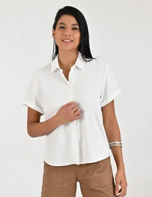 Blusa camisera manga corta para mujer
