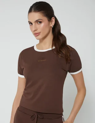 Playera manga corta cuello redondo mujer
