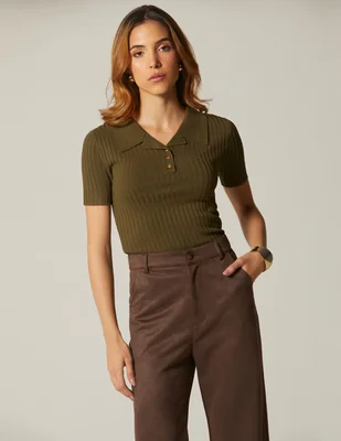Playera manga cuello polo para mujer