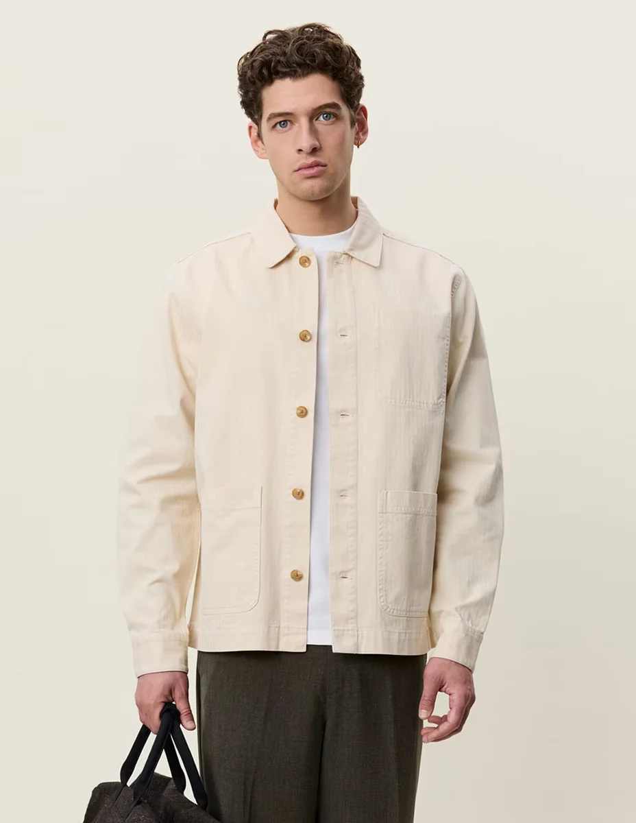 Sobrecamisa casual de algodón manga larga para hombre