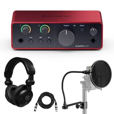 Interfaz de audio Focusrite Scarlett Solo 4ª generación – Paquete